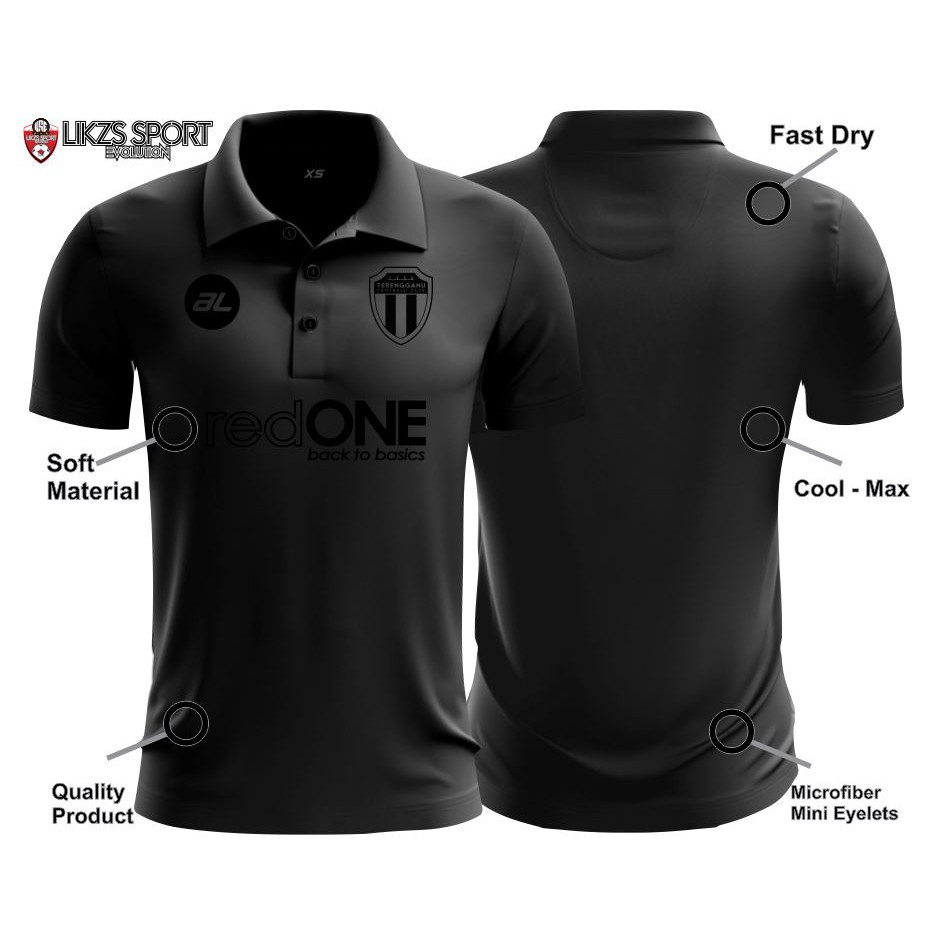 Terengganu FC Travel Jersey DX3-AL RedOne BlackOut Edition | Football Polo | Baju Berkolar | Bolasepak | Baju Official