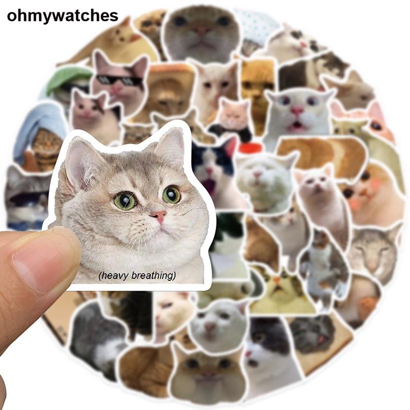 10PCS Cat MEME Funny Animals Stickers Vintage Toy DIY Kids Notebook Luggage Motorcycle Laptop Refrigerator Decals Graffiti