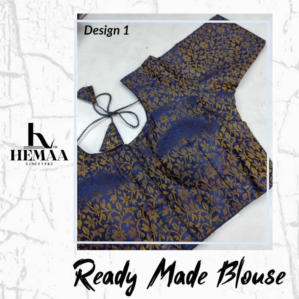 Navy Blue - Dark Blue Ready Made padding saree blouse | Blouse sari free size up to 40