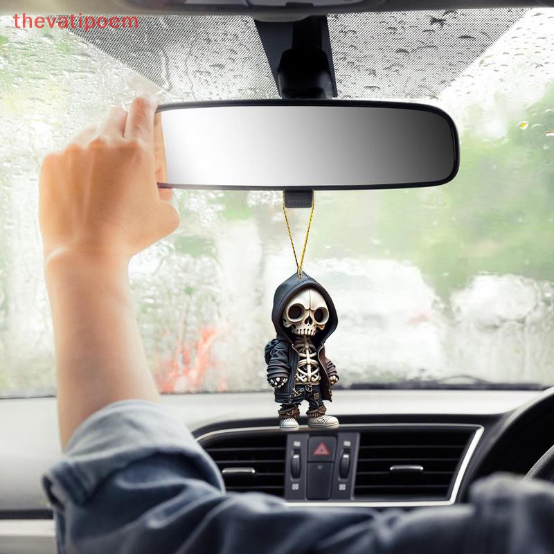 [thevatipoem] 1PC Car Ornament Acrylic Skeleton Figurines Rearview Mirror Hanging Swing Pendant Auto Styling Decoration Interior Accessories [HOT]