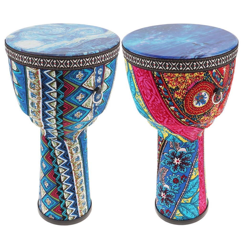 8.5 Inch Djembe Drum ABS Barrel PVC Skin Colorful Cloth Art African Drum