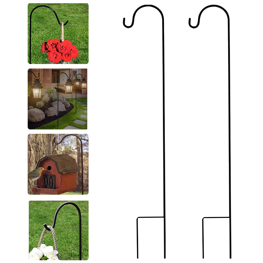 ❤♚❤ Shepherd Hooks Plant Hook Garden Stake Outdoor Plant Stand Hanger Holiday Lights(Black)