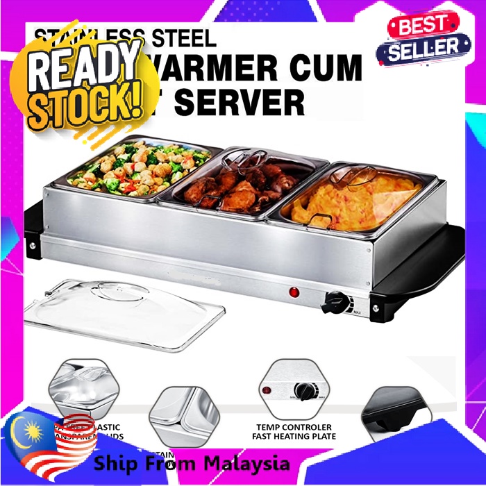 Stainless Steel 3 Tray Buffet Food Warmer 