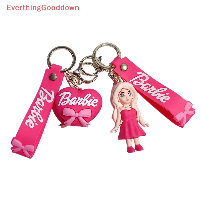 Ed Cute Pink Barbie Key Chain Cartoon Doll Pendant Love Key Ring Backpack Headphone Case Ch Car Decoration Bag Accessories Ever