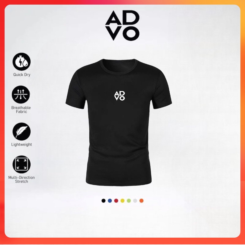 ADVO Logo Center Microfiber T-Shirt Men Round Neck T shirt Short Sleeve Baju Lelaki Plain Unisex Quick Dry