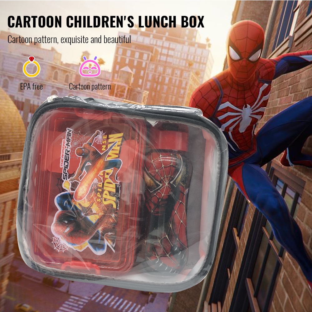 Cartoon Kids Lunch Box & Water Bottle for Children Plastic Convenient