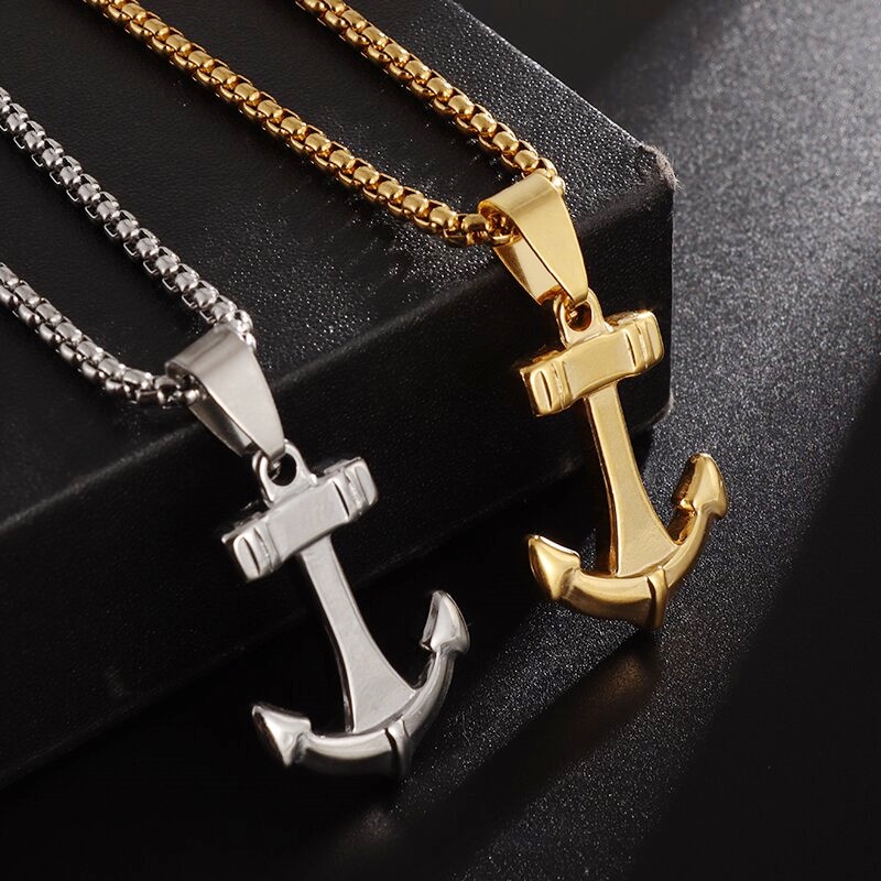 Pirates of the Caribbean Anchor Necklace Vintage Men's Stainless Steel Necklace Statement Everyday Wear Nautical Jewelry Gift