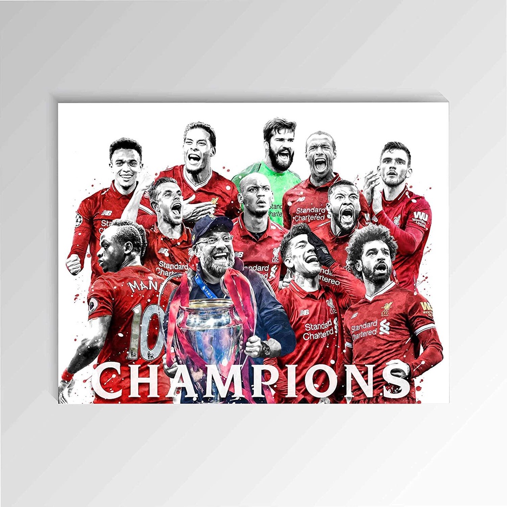 Watercolor Liverpool Poster Fc Liverpool Final Winner Salah Sadio Mane Firmino Alisson Becker Jurgen Klopp Virgil Van Dijk Henderson Soccer P