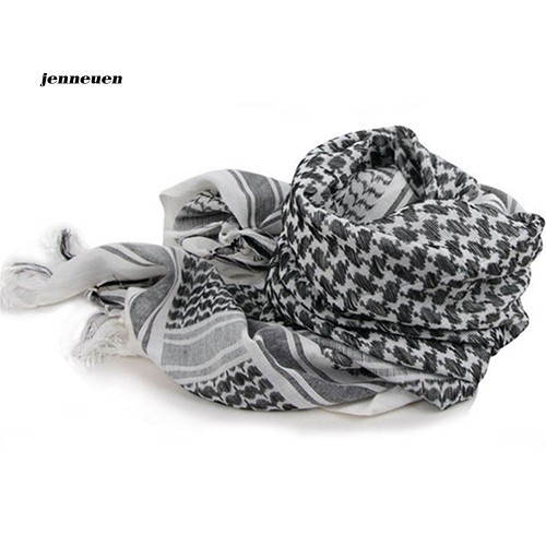 JEN_Unisex Lightweight Plaid Tassel Arab Desert Shemagh KeffIyeh Scarf Wrap Pashmina