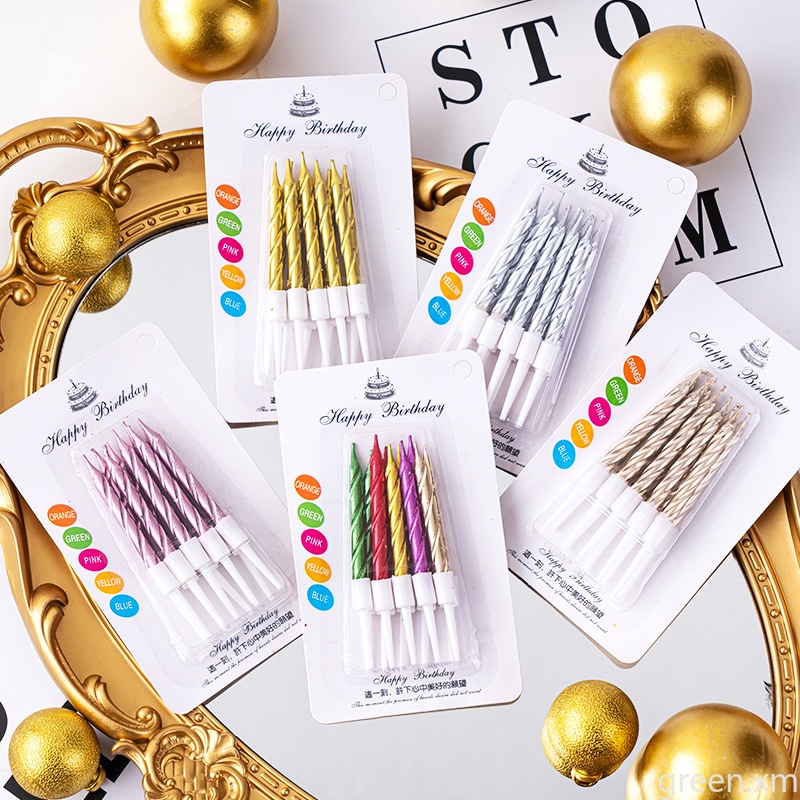 [stock] Candle Basic Metallic Colors / Cake Candles / Birthday Wedding Anniversary Cake Candles Colorful