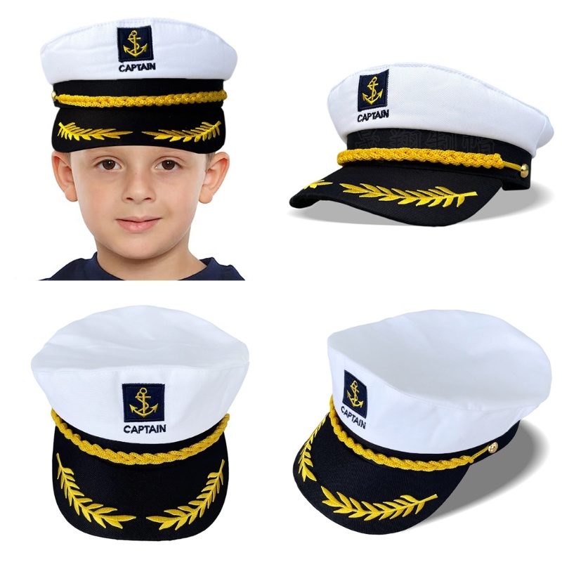 Mo* Navy Marine Hat Sailor Captain Costume Yacht Captain Hat Skipper Hat Funny Part