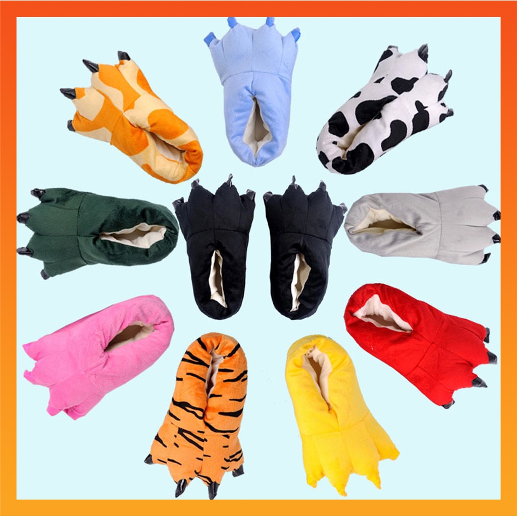 Plush Indoor Home Slipper Women Men Soft Warm Cartoon Slippers Unicorn Stitch Paw Winter Animal Cow Claw Home Shoes Slipper