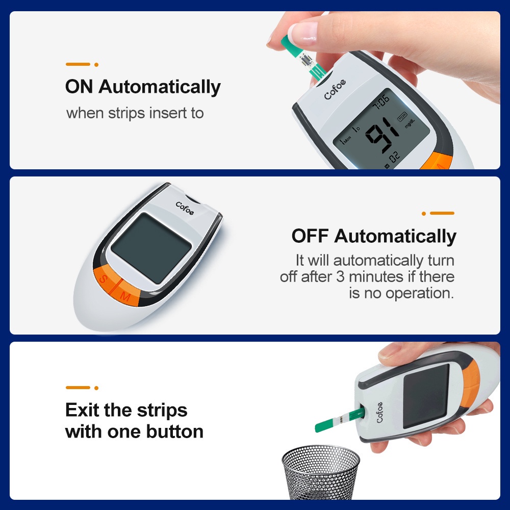 Premium Reliable GLM-77 Cofoe Blood Glucose Monitor Set Sugar Tester 50 Strips + Lancets Diabetes Glucometer Purpose ... - Image 3