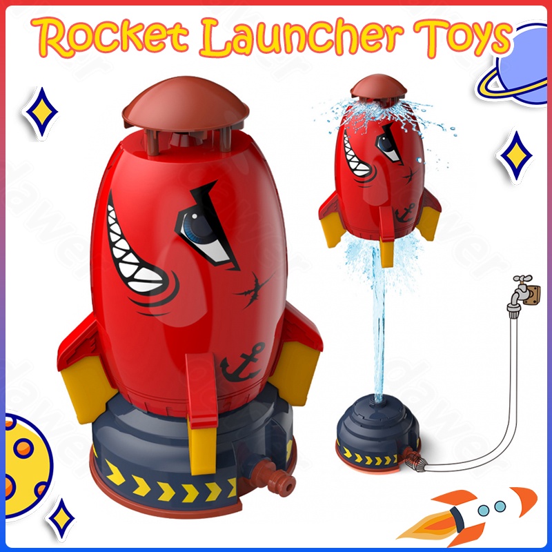 Water Rocket Launcher Toys Rocket Sprinkler Spinning Flying Splash Playing Water Toy Summer Outdoor Water Powered Launcher Kids Bath Toys