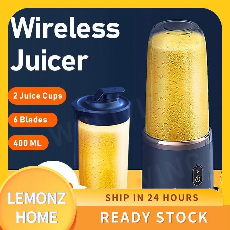 【Ready Stock】2 Cup Electric fruit juicer blender juice mixer mini Wireless Portable household USB Charging 6 Blade