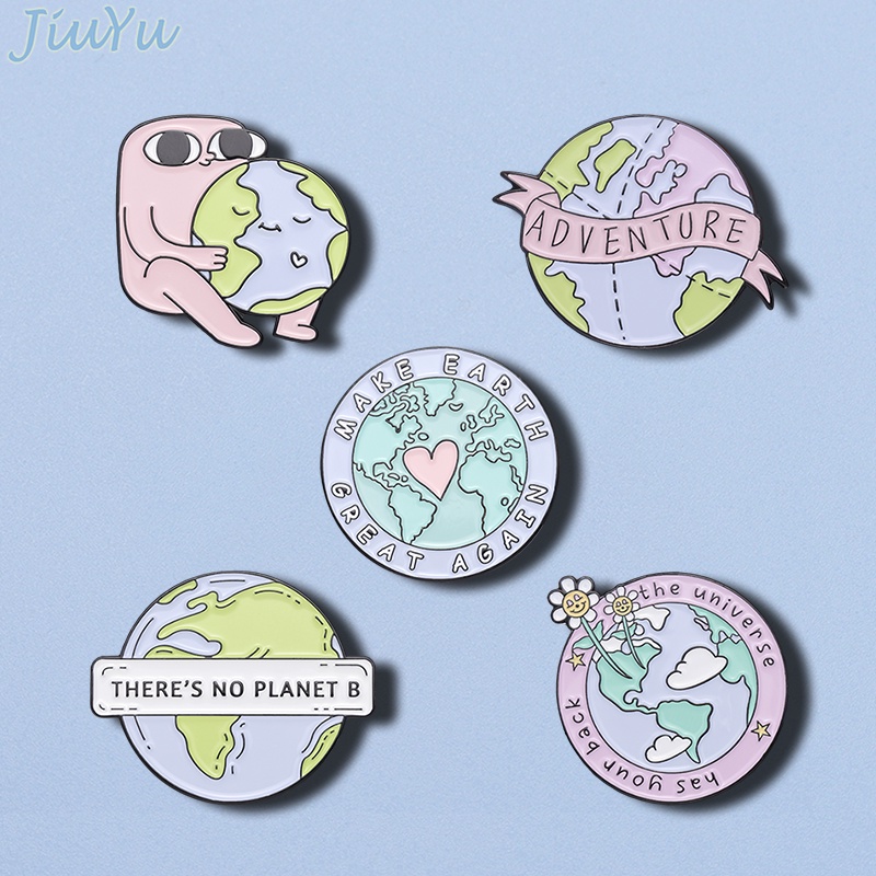 Beauty Earth Enamel Pins Eco-friendly Brooches Earth Conservation Adventure Pin Lapel Badges Jewelry Gifts