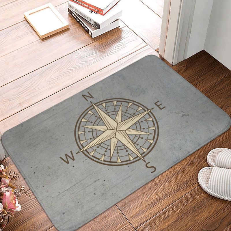 Retro Nautical Compass Rug Front Door Mat Anti-slip Quick Dry Sailor Anchor Boat Door Mat Kitchen Balcony Rug Floor Mat 40x60cm, 50x80cm