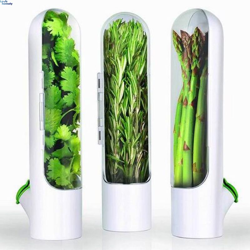 Vanilla Fresh-keeping Cup Vegetable Herb Storage Boxes Sealed Container Bottle Storage Jars Greens Vegetable Fresh-keeping Kitchen Herb Saver Gadgets 【LoveHomely】