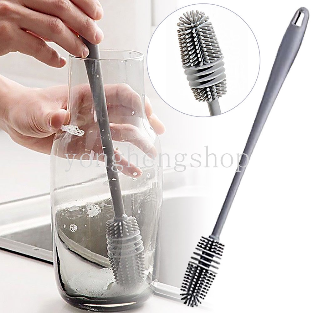 Silicone Cup Brush Long Handle Milk Bottle Cleaning Brushes Glass Cups Washing tool Mug Teapot Brushes No Dead Corner Kitchen Cleaning Supplies