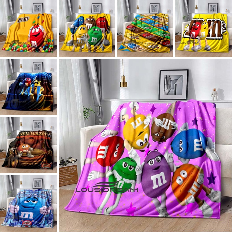 Personalized M And M Blanket, M&M's World Fleece Blanket, M And M Candy Couch Sofa Blanket, M And M Birthday Gifts, M And M Gifts For Kids