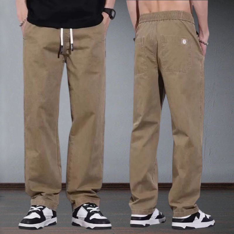 M-5XL American Plus Size Cotton Loose Straight Cut Baggy Khaki Kargo Cargo Kerja Casual Slack Pants Men Seluar Panjang Lelaki