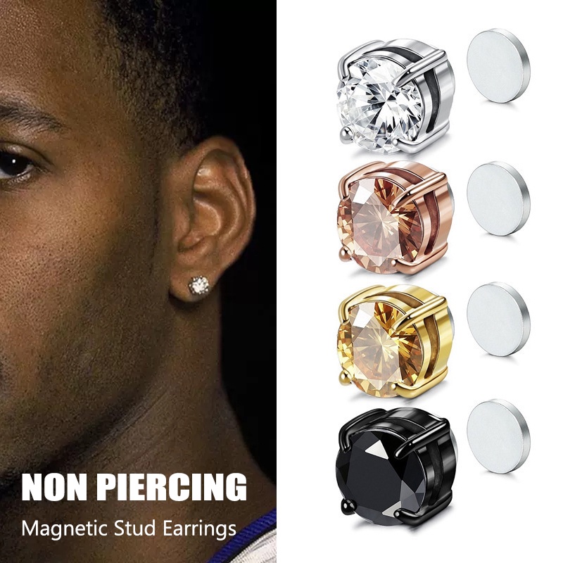 1PC Crystal Magnetic Stud Earrings for Men and Women Non Piercing Ear Clips