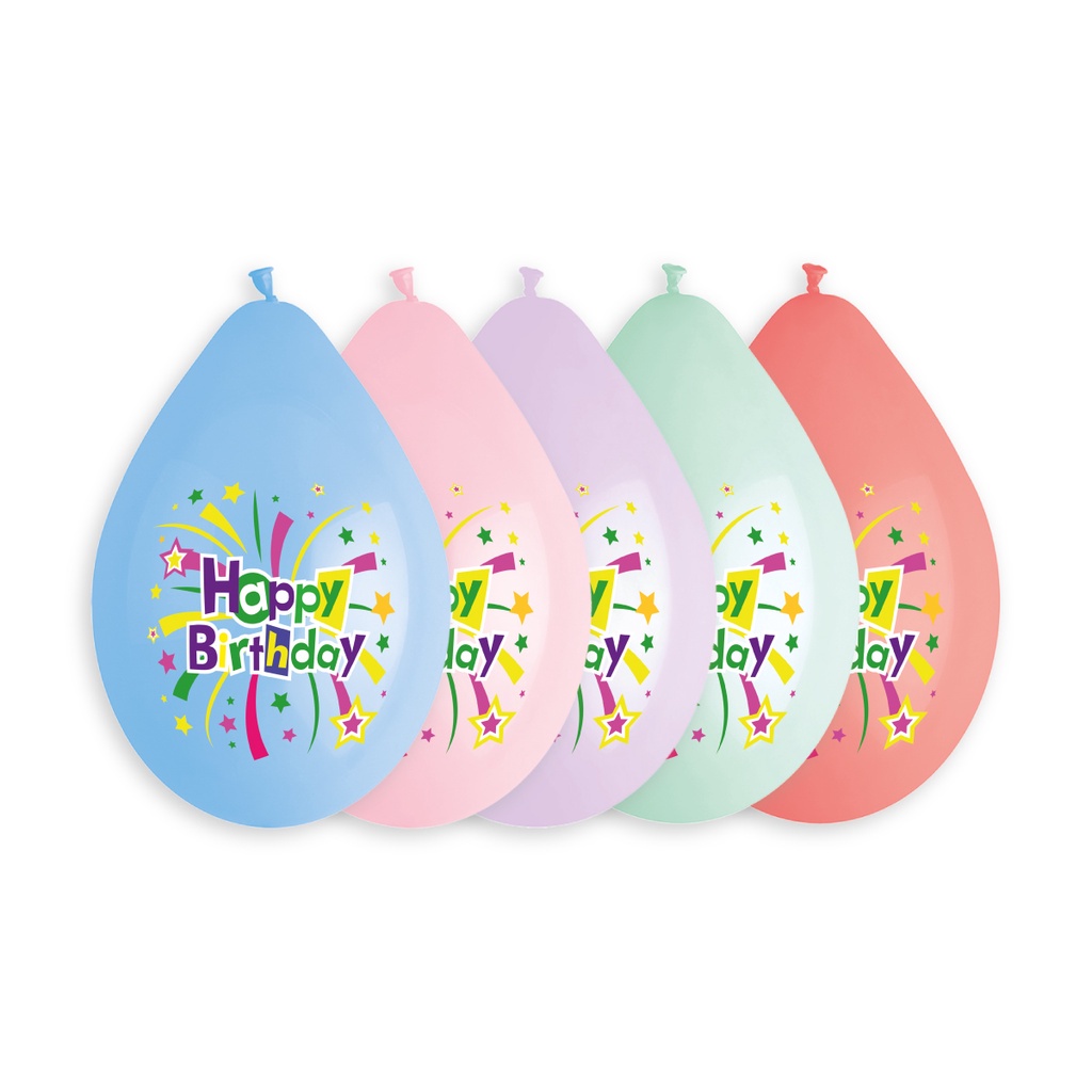 GEMAR 13 Inch Colourful Birthday Round Latex Balloons (50pcs) - 751 Assorted [Neck Down]