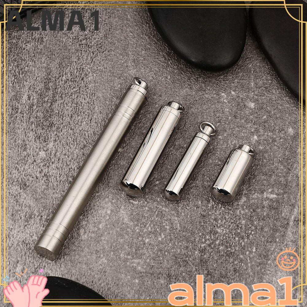 ALMA Unisex Perfume Vial Pendant Lucky Charm Ashes Urn Wishing Bottle Stainless Steel Pill Case Memorial Gift Aromatherapy Jewelry Cylinder Tube