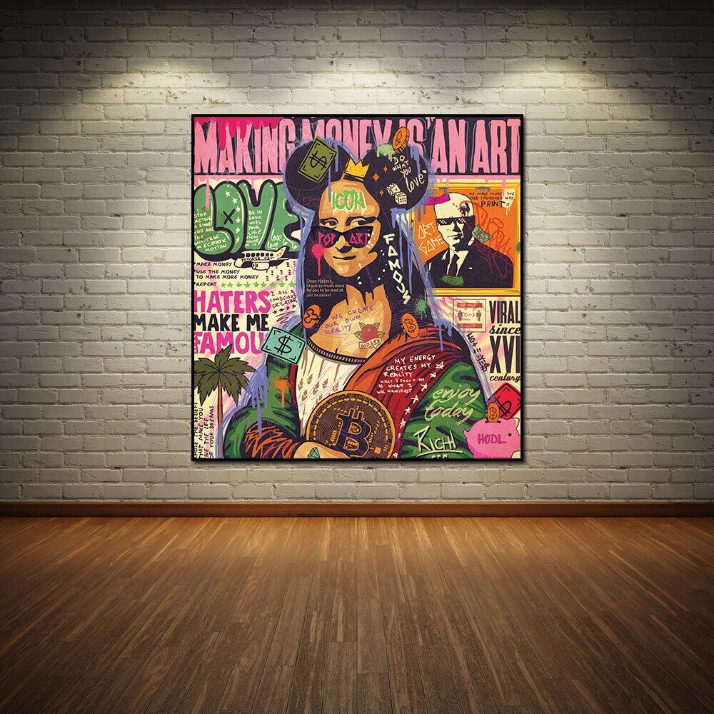 Celebrity Portraits Pop Art Graffiti Bitcoin Poster Canvas Painting Print On Wall Art Picture For Living Room Home Decor