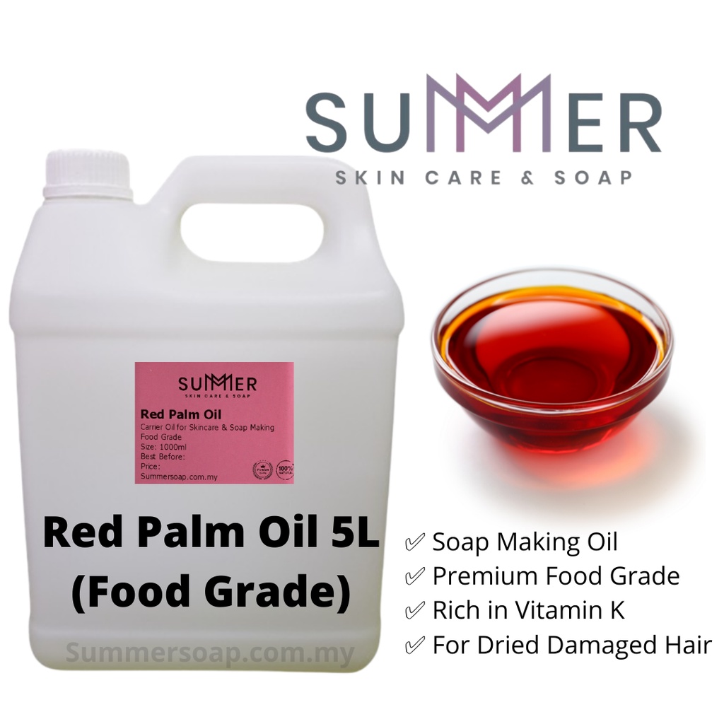 Pure Red Palm Oil (Premium Food Grade) 5L Soap Making / Carrier Oil 红棕榈油 (特级）