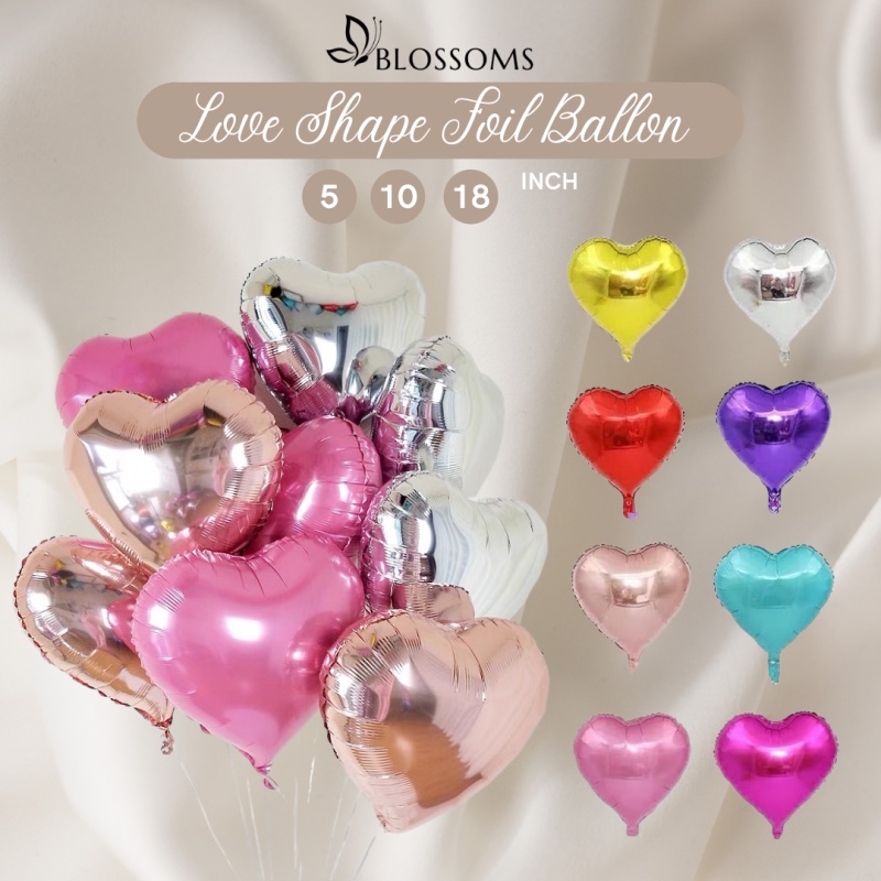 Heart Shape Love Shape Aluminium Foil Air Balloon Kid Toys Wedding Party Say Love Decorations Marriage balloon Supplies - 5 Inches / 10 Inches / 18 Inches