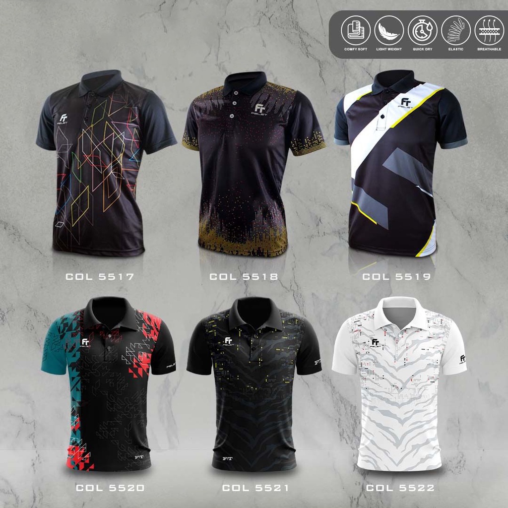 Comfy Soft Light Weight Quick Dry Elastic Breathable Polo shirt Collar Tee Jersey Badminton Shirt