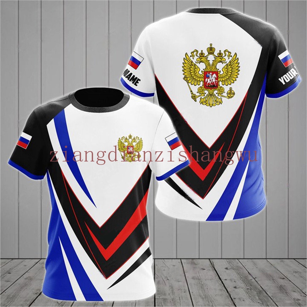 Fashion Jersey Print Men's/Woman T-shirts Summer Round Neck Russian Flag Short Sleeve Clothing Streetwear Oversized Tops