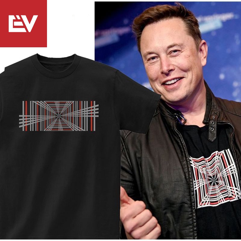 Plaid Model T-shirt Father of Tesla Conqueror of Mars Elon Musk Same Style Round Collar Cotton