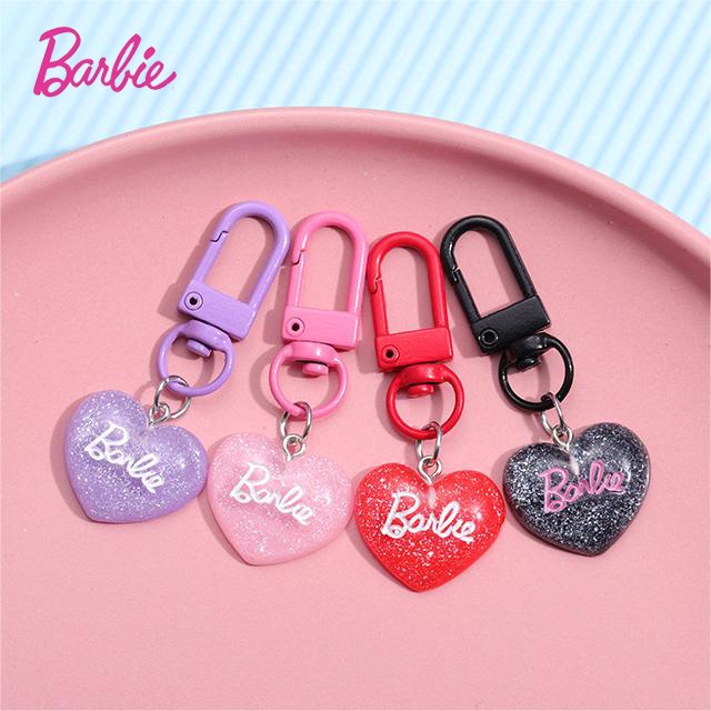 Pink Barbie Heart-shaped Key Chain Backpack Pendant Airpods Headphone Protective Case Pendant Decoration Barbie Girl Jewelry