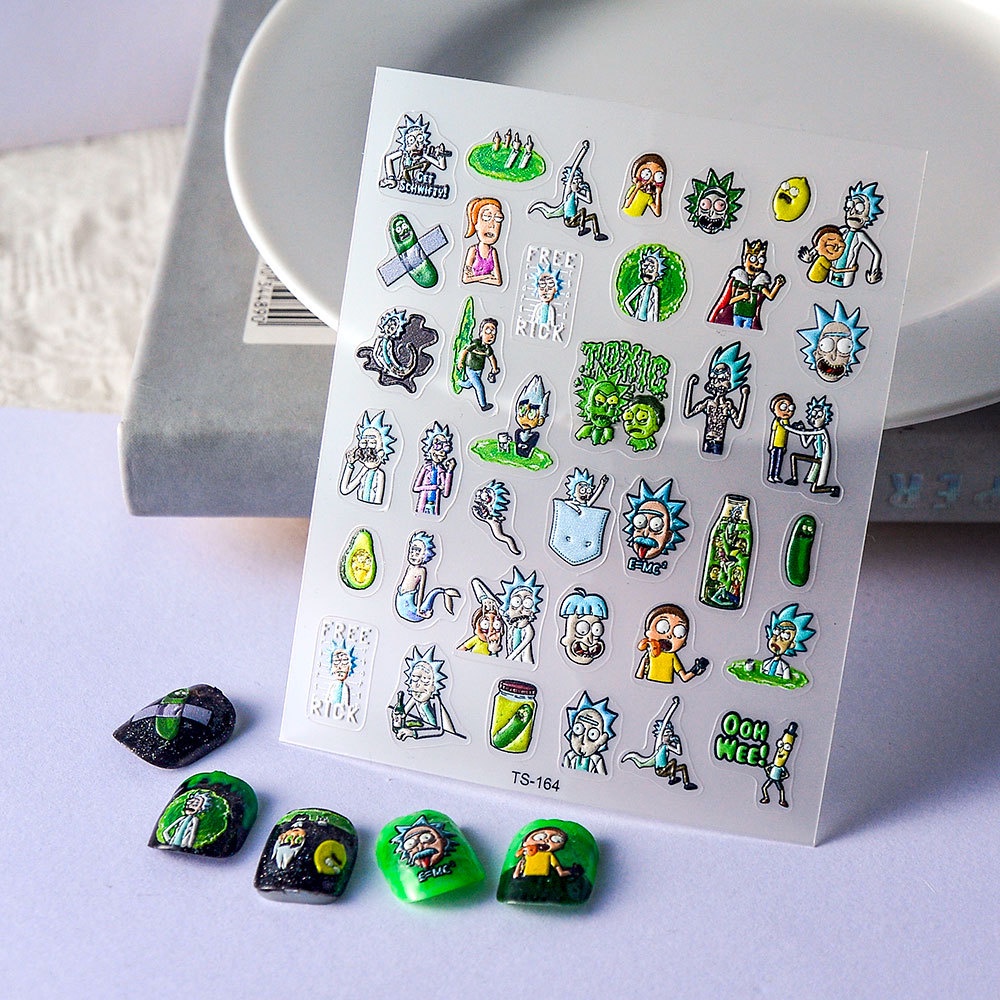 [Meow.Sensei] New Style European Animation Merchandise Pickled Cucumber Stickers Shuttle Time Space Crazy Doctor Nail Decoration Embossed Manicure Stickers Nail Stickers Manicure Accessories Manicure Patch Manicure Tools