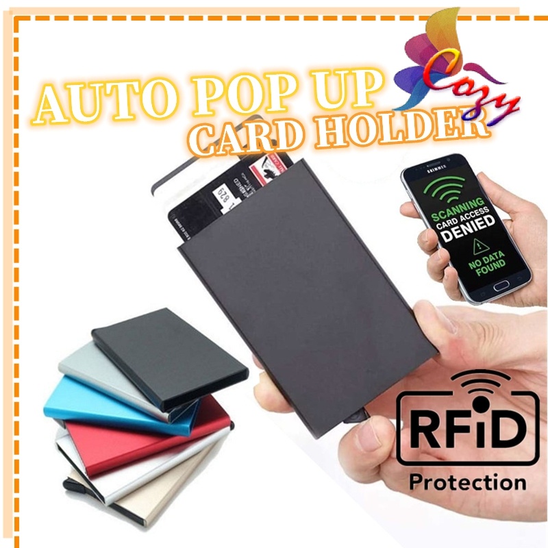 RFID Protected Card Wallet Slim Pop Up Thin Aluminium Metal ID Card Holder Wallet Anti-theft Credit Card Case Card Box