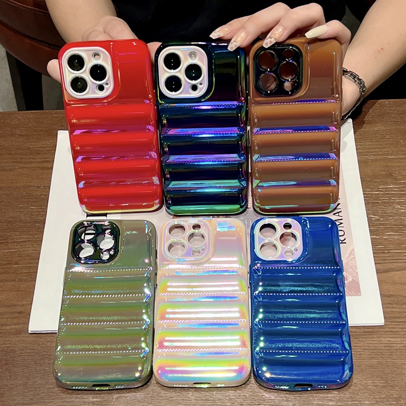Gradient Fashion Down Jacket Phone Case For IPhone 14 13 12 11 Pro Max XS XSMax XR Bubble Cover