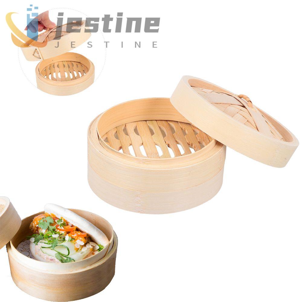 JESTINE Mini Steam Pot Anti-scald Steam Cooker Bamboo Steamer Steaming With Lid With Handle Steam Basket Makes Tasty Bao Buns Chinese Dumplings Cooking Tools Set Sum Steamer