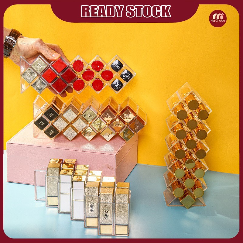 【Ready Stock】16 Slot Transparent Lipstick Organizer Lipstick Holder Storage Box