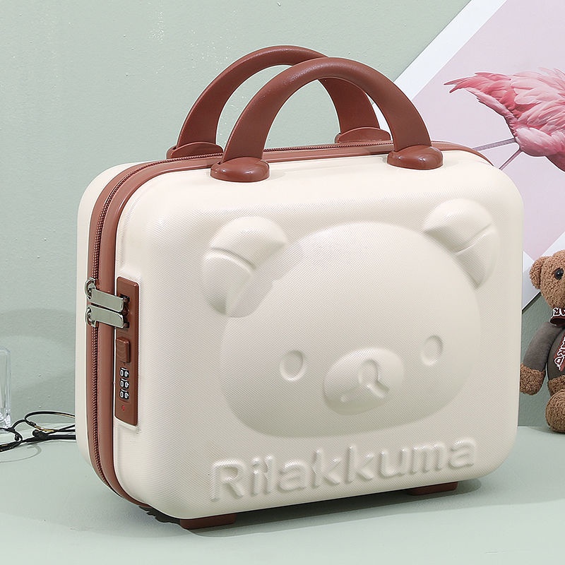 Bear Cosmetic Case Souvenir Gift Box Portable Mini 46.6cm Suitcase Female Can Hang Luggage 3D Cartoon Student