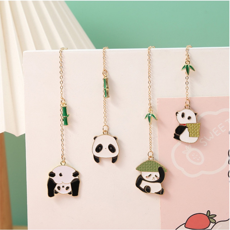 1P Creative Cartoon Panda Folder Bookmark Cute Personalized Bookmarks Student Gifts Bookclip Bookmark Pendant