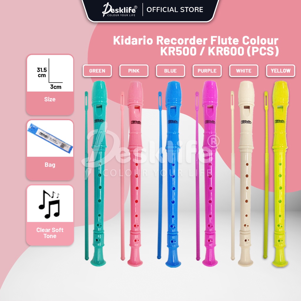 Desklife Kidario Recorder Flute Colour KR500/KR600 (PCS) Instrument Educational Toys Kids Alat Music Yamaha Alternate