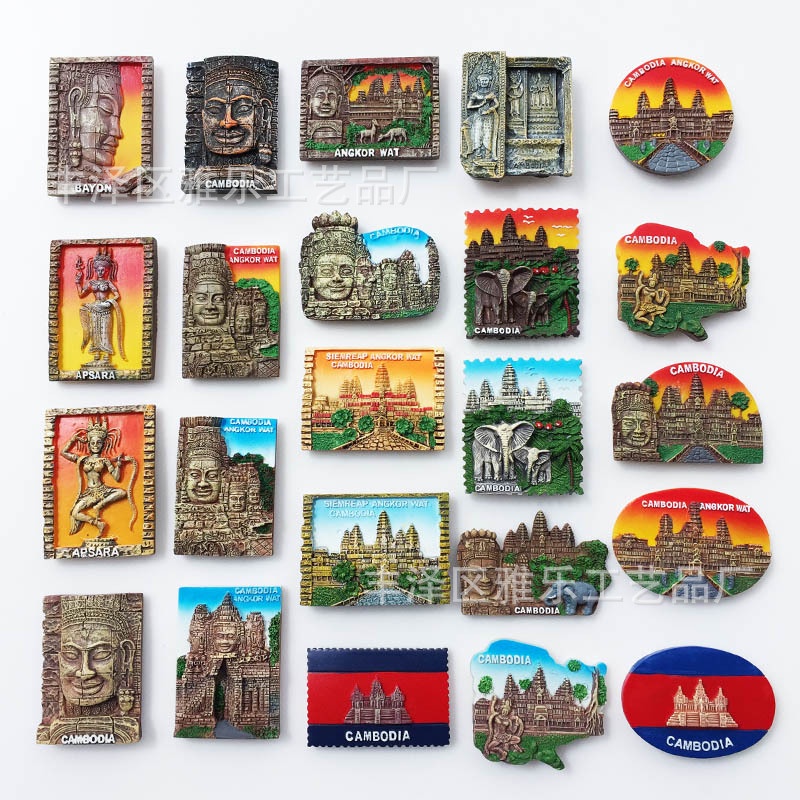 Manufacturer Ready Stock Wholesale Cross-Border Supply Cambodia Angkor Wat Tourist Souvenir Crafts Magne