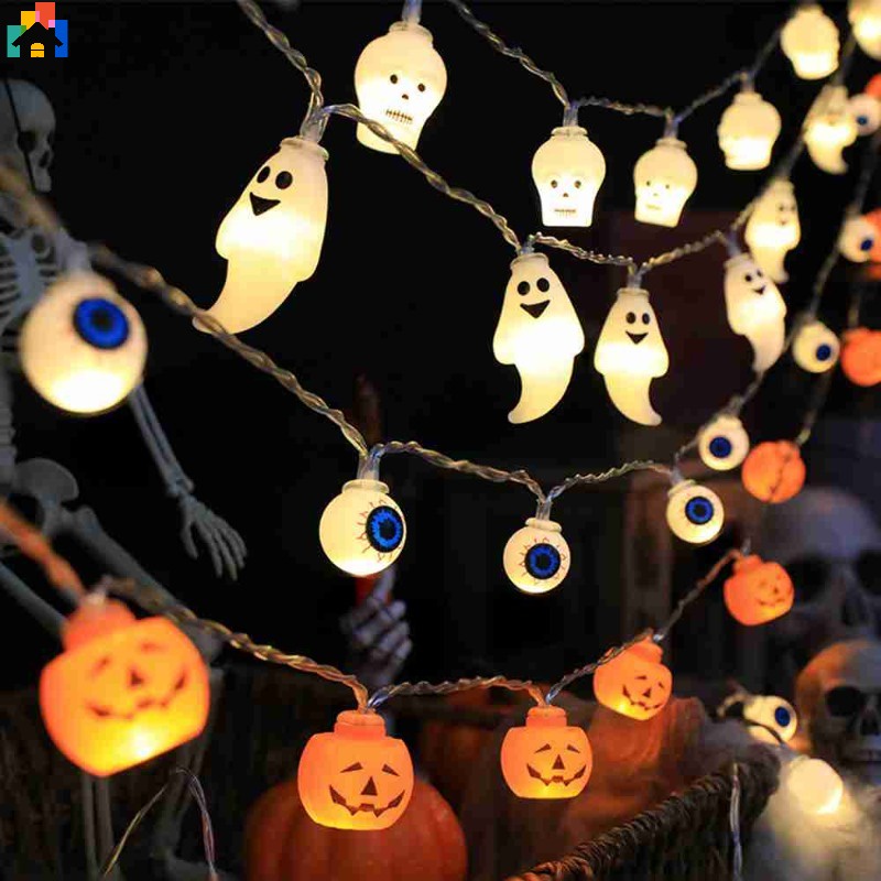 1.5M 10LED Halloween Lights String Horror Pumpkin Skull Ghost Eyeball Hanging Lamp Fairy Light Home Party Decorations