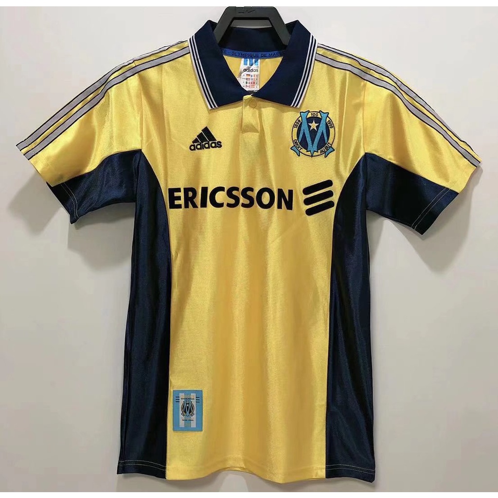 Retro Jersey 98-99 Marseille Yellow Sports Football Uniform