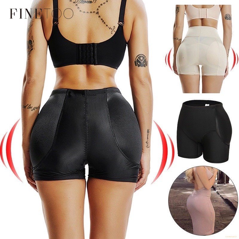 FINETOO Women Padded Seamless Shorts Panty Breathable Butt Lifter Shaper Plus Size Booty Lift Underwear Hip Enhancer Shapewear