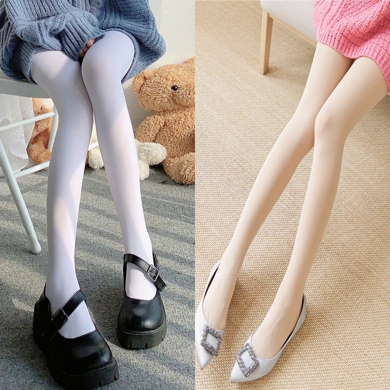 Japanese white pantyhose silk stockings cute lolita JK Velvet tights dance socks women's black leggings