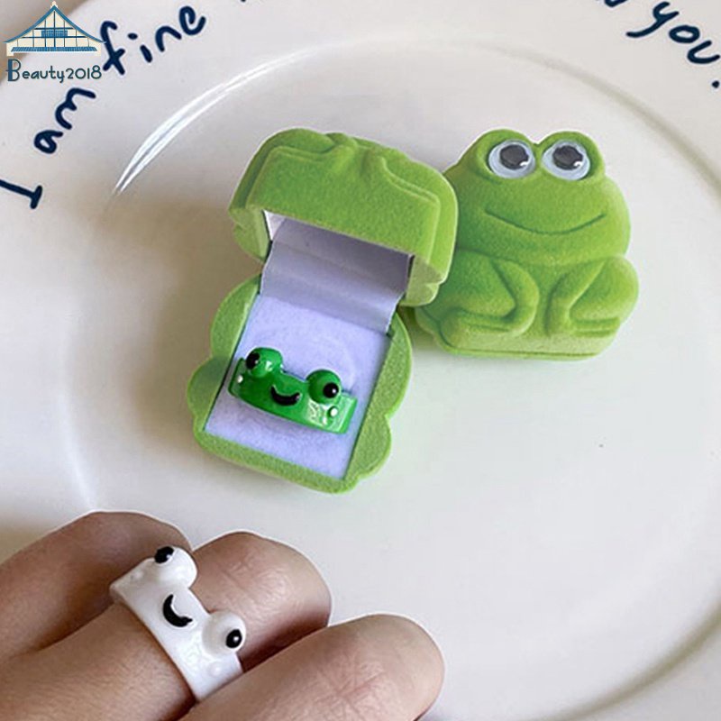 Creative Flocking Ring Jewelry Box Cartoon Frog Wedding Ring Box