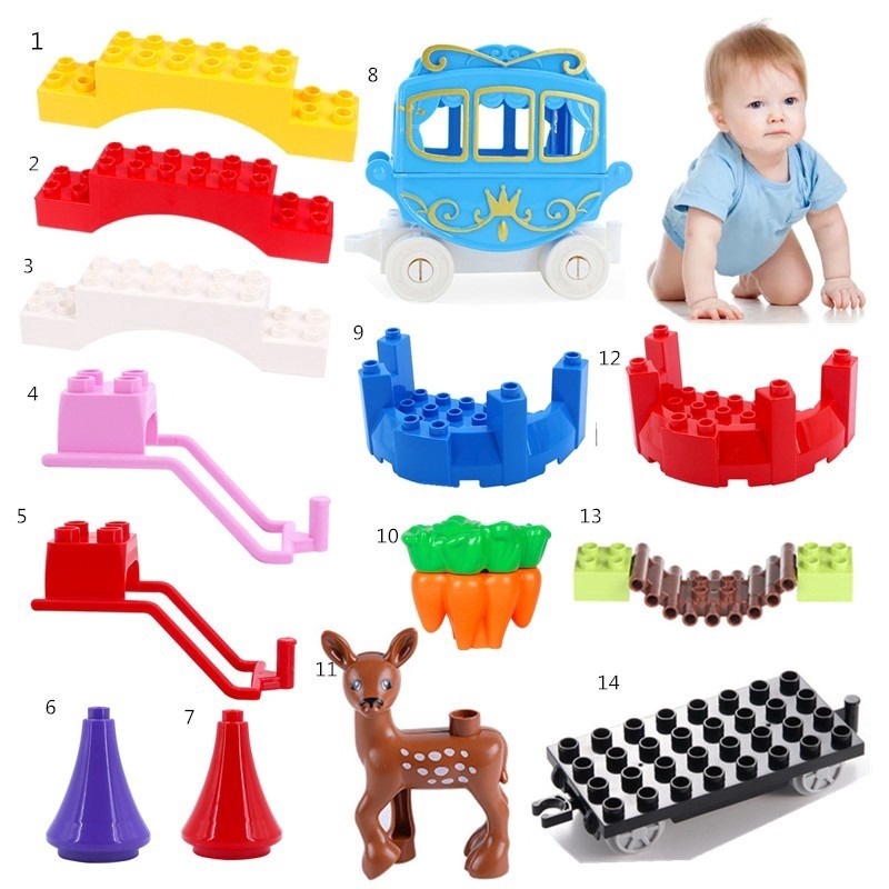 Building construction building block Car Bridge Blocks Bricks Kids Toys Birthday Gift Large grain building block compatible with duplo